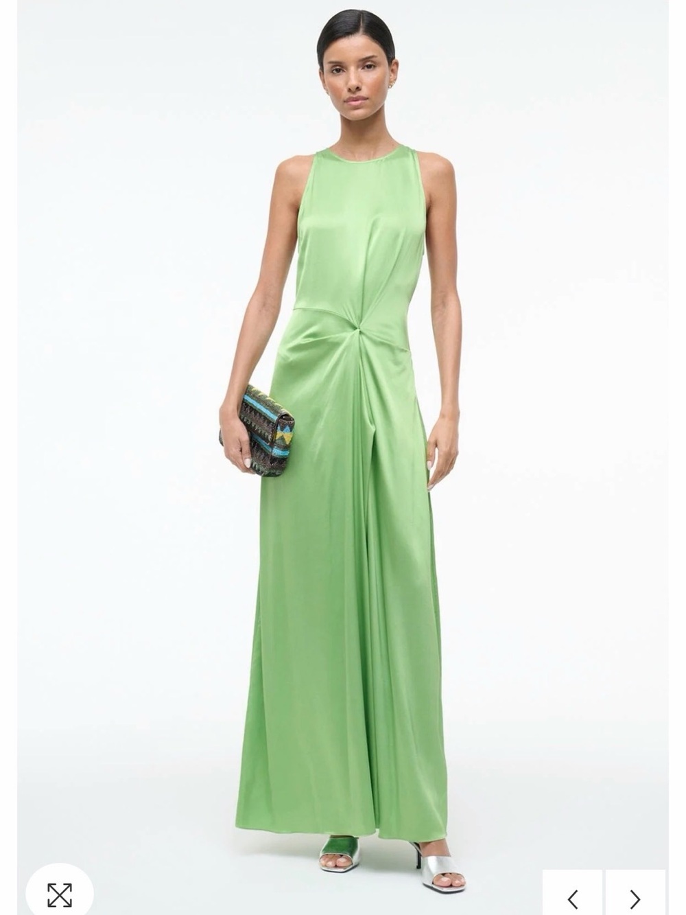 STAUD Kaelyn Silk Dress NWT (size 2, color SPROUT) - Picture 2 of 10
